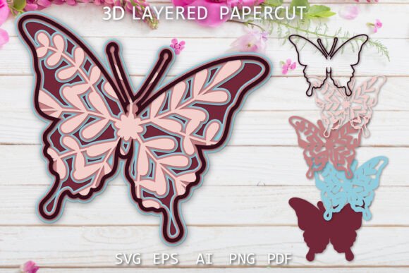 3D Butterfly Layered Paper Cut Design