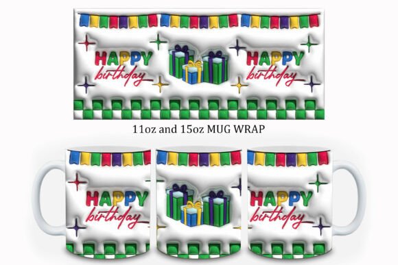 3D Inflated Birthday Mug Wrap Design