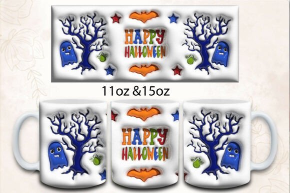3D Inflated Happy Halloween Mug Wrap