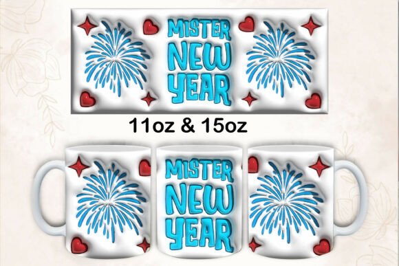 3D Inflated Mister Happy New Year Design