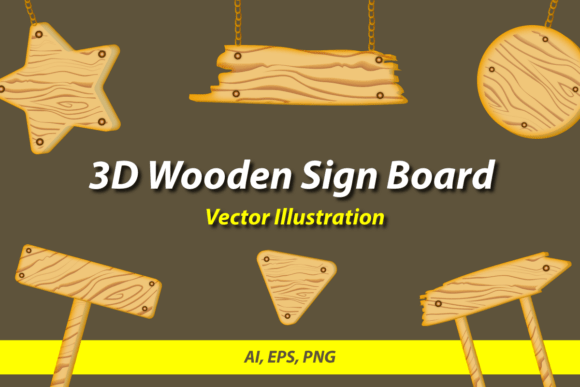 3D Wooden Sign Board: Elevating Digital Design with Organic Texture