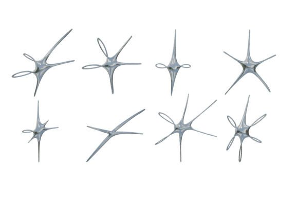 Chrome Liquid Abstract Star Loop Shapes