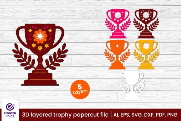 Elevate Your Awards with a 3D Layered Trophy Paper Cut SVG Design