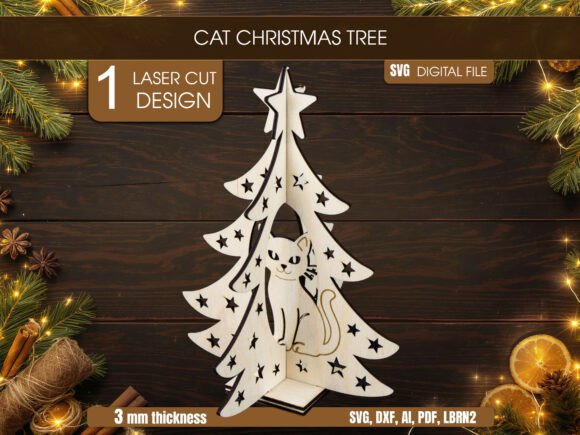 Evaluating the Cat Christmas Tree 3D SVG Laser Cut Design