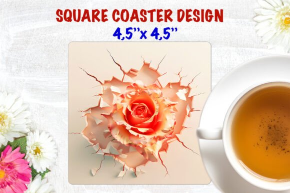 Floral Coaster Coaster 3d Rose PNG: Elevating Sublimation Projects with High-Resolution Design
