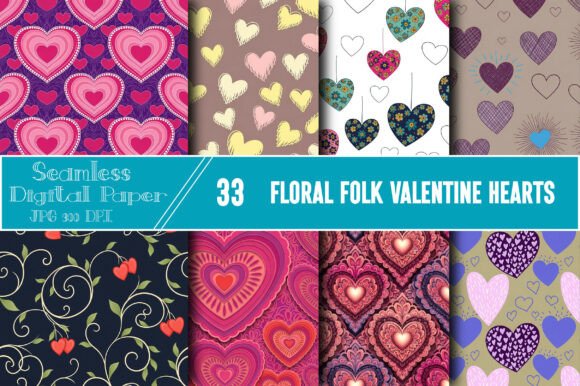 Floral Folk Valentine Hearts: A Versatile Design for Modern Creators