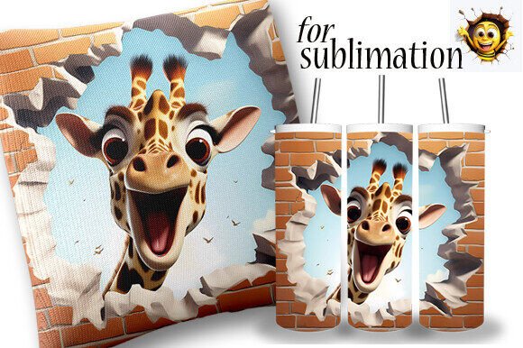 Giraffe Sublimation Safari Animal 3D Design