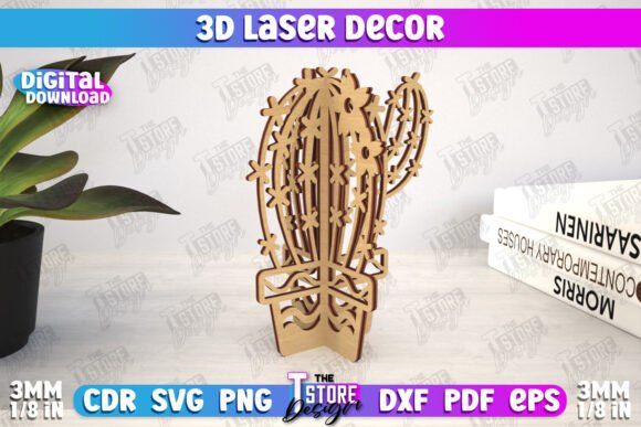 Modern 3D Laser Cactus Décor Guide