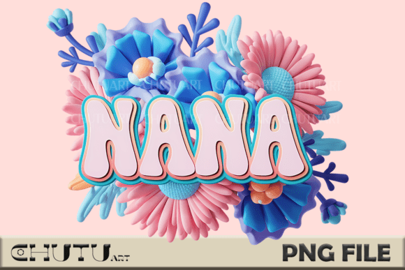 NANA PNG: 3D Floral Grandmother Design