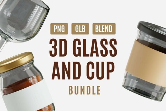 Realistic 3D Drink Cup and Jar Bundle