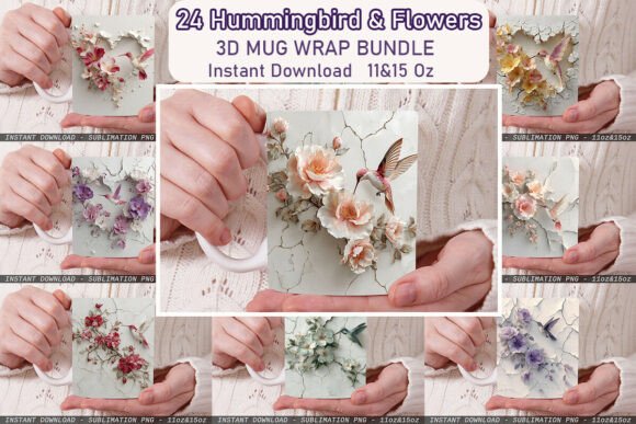 Transform Your Sublimation Projects with the Hummingbird Flowers 3D Mug Wrap Bundle