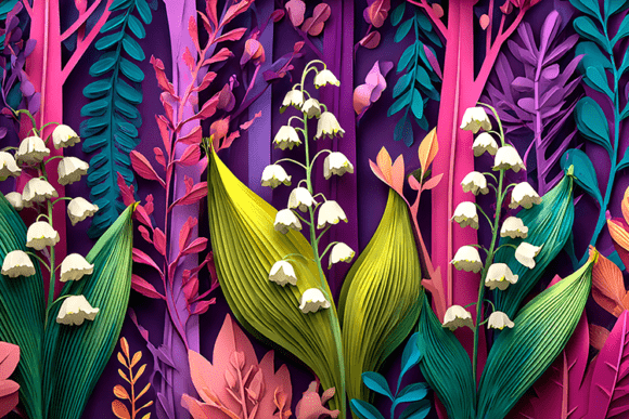 Vibrant Paper Art Forest 3D Botanical Guide